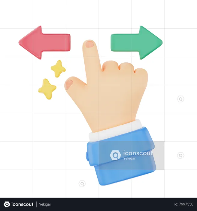 Swipe Right Or Left Hand Gesture  3D Icon