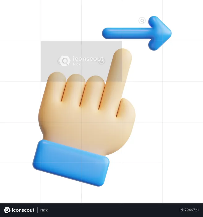 Swipe Right Touch Gesture  3D Icon