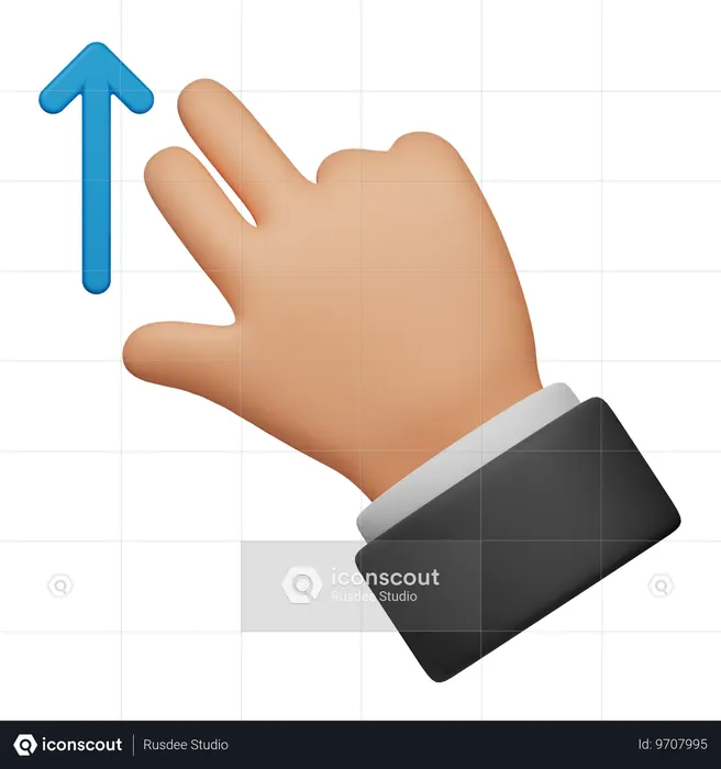 Swipe Up Touch Gesture  3D Icon