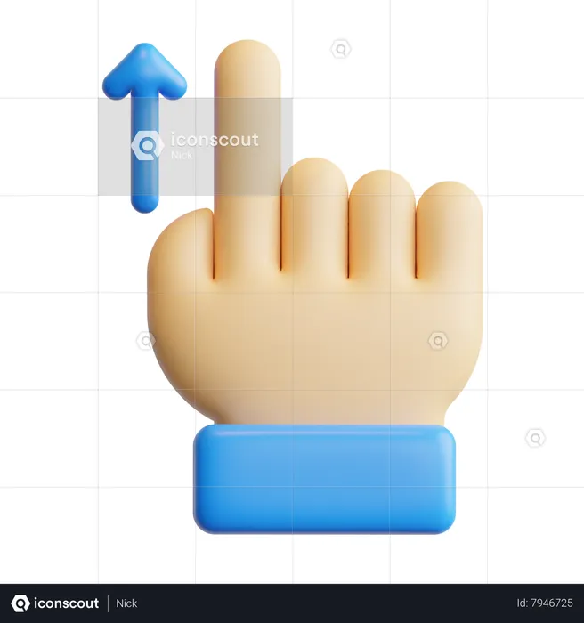 Swipe Up Touch Gesture  3D Icon