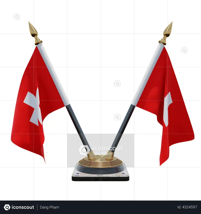 Switzerland Double Desk Flag Stand Flag 3D Flag