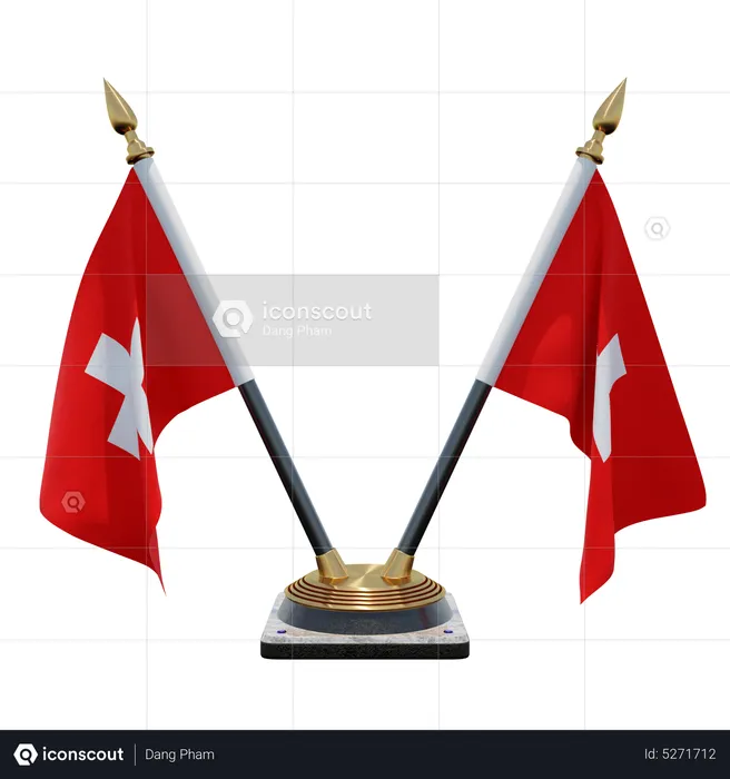 Switzerland Double (V) Desk Flag Stand Flag 3D Icon