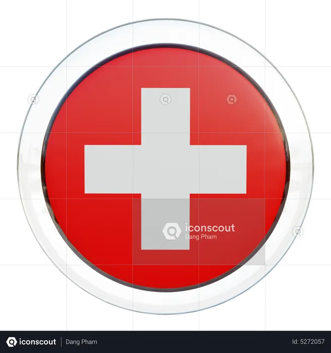 Switzerland Round Flag Flag 3D Icon