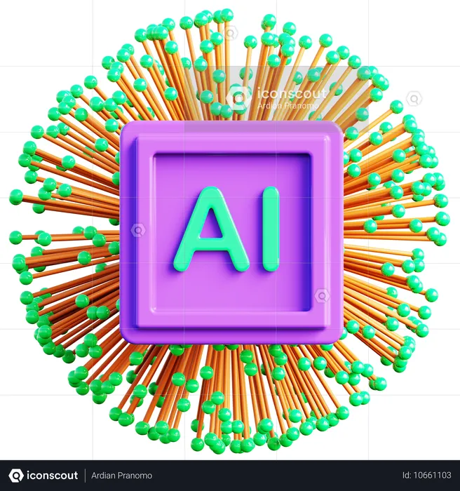 Symbole de réseau IA  3D Icon