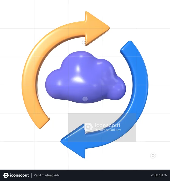 Synchronisation cloud  3D Icon