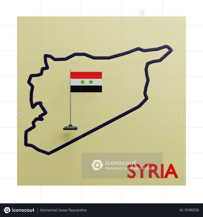 Syria map Flag 3D Icon