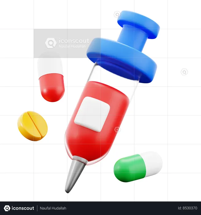 Syringe And Medicines  3D Icon