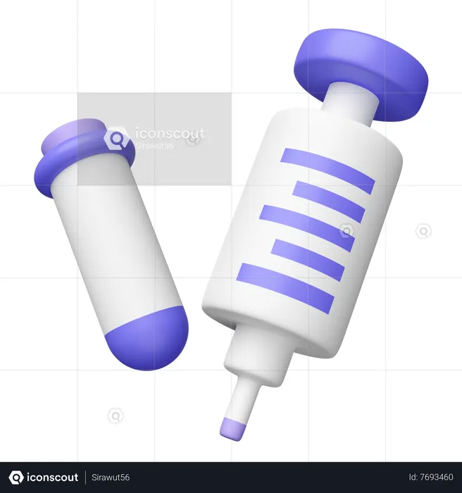 Syringe and test tube  3D Icon
