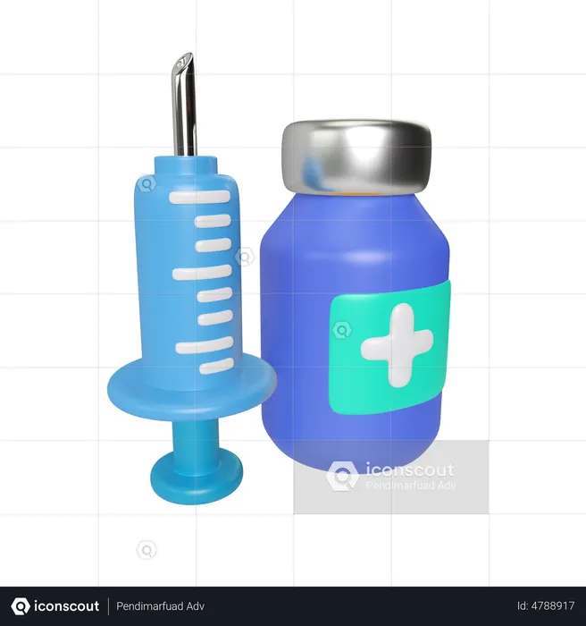 Syringe And Vaccine  3D Illustration