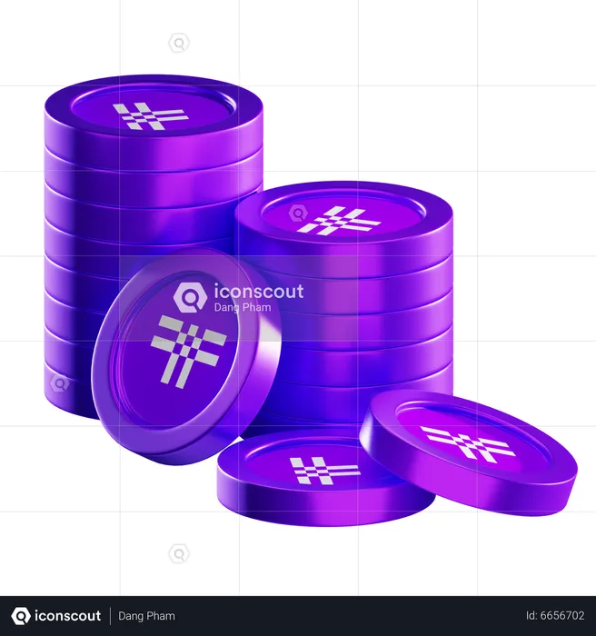 T Coin Stacks  3D Icon