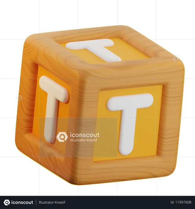T Cube Block  3D Icon