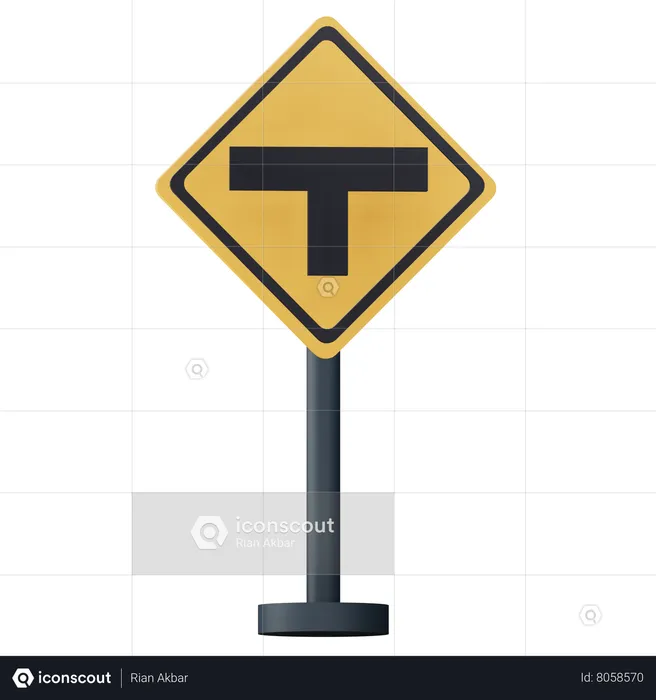 T Intersection Sign  3D Icon