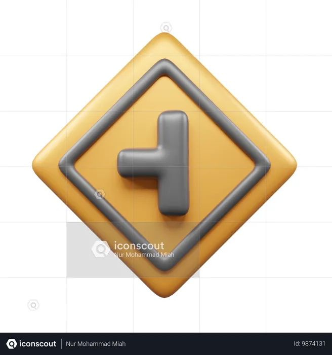 T 교차점 왼쪽  3D Icon