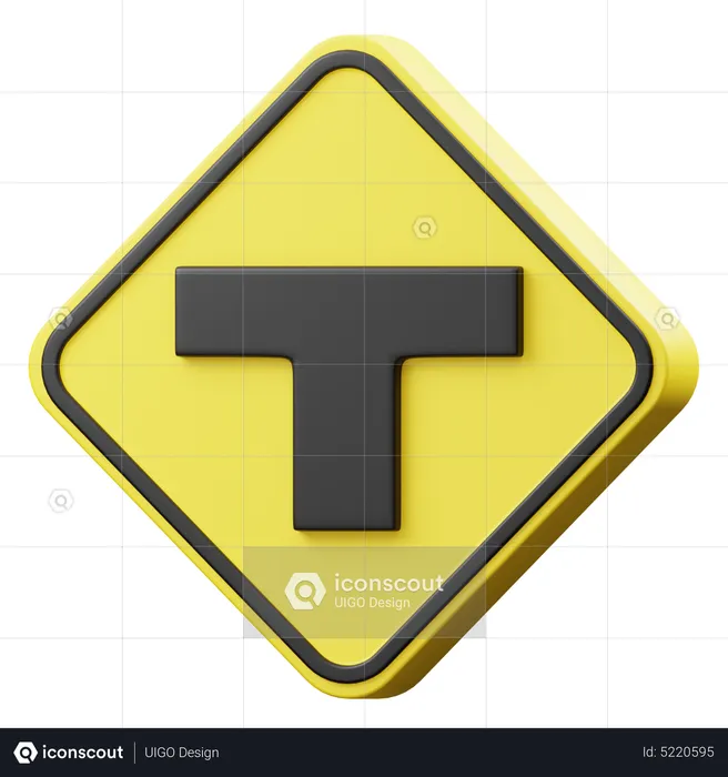 T Junction Sign  3D Icon