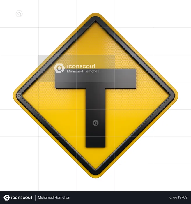 T Junction Sign  3D Icon