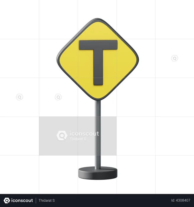 T Road Intersection  3D Illustration