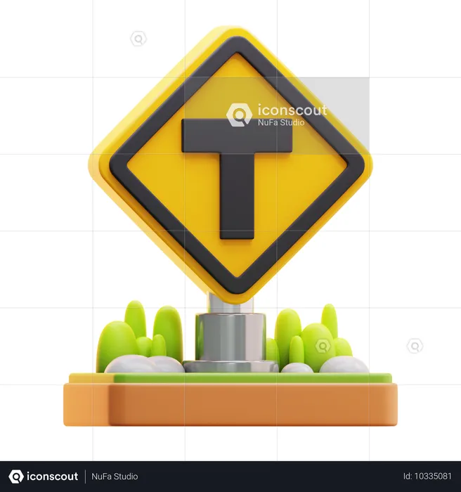 T road intersection sign  3D Icon