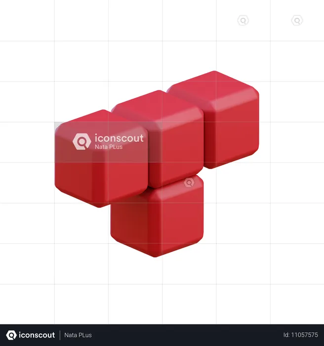 T字型テトリスブロック10  3D Icon