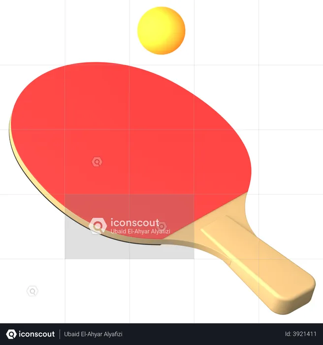 Table Tennis Bat And Ball  3D Illustration