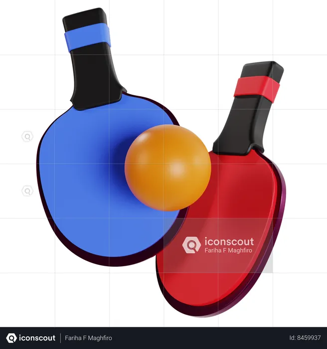Table Tennis Paddles and Ball  3D Icon