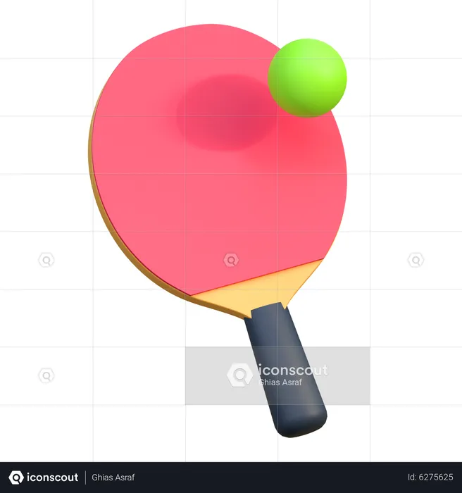 Table Tennis Racket And Ball  3D Icon
