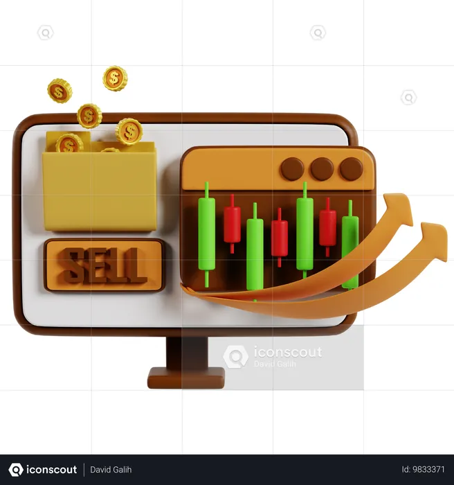 Tableau de bord de trading de vente dynamique  3D Icon