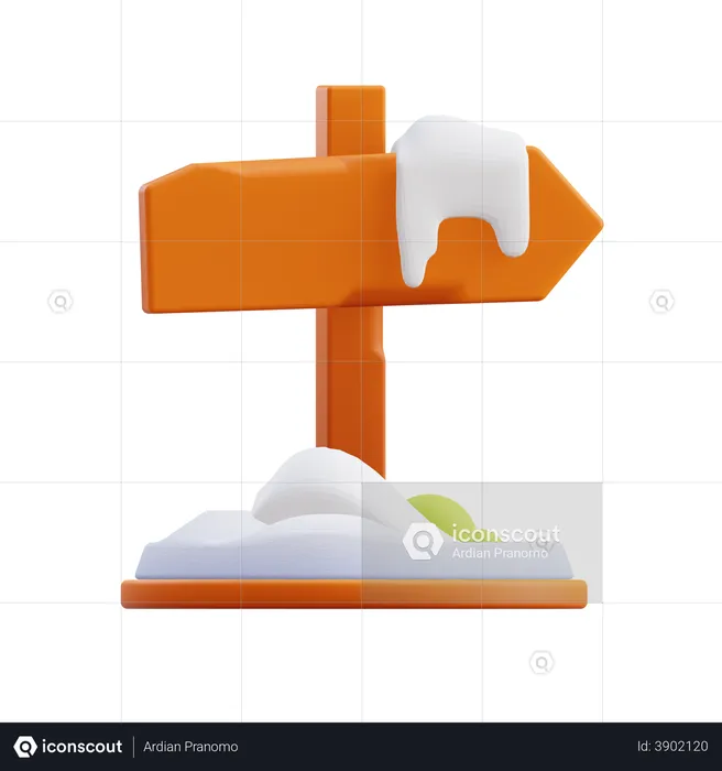 Tablero de dirección nevado  3D Illustration