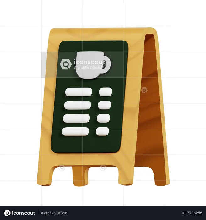 Tablero de menú de café  3D Icon