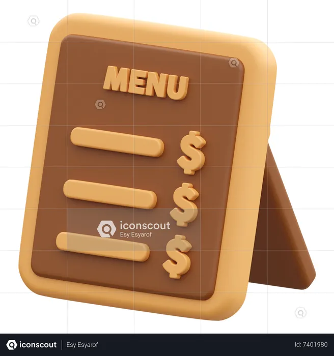 Tablero de menú de cafetería  3D Icon
