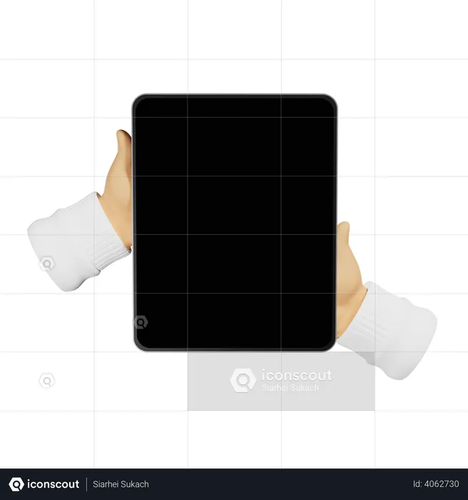 Tablet holding  hand gesture  3D Illustration