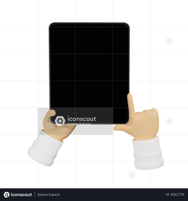Tablet in hand gesture  3D Illustration