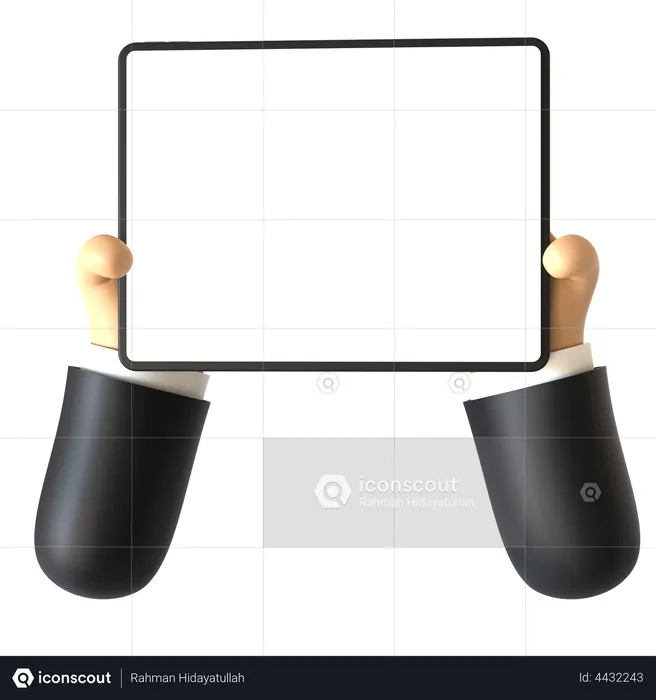 Tablet Touch Hand Gesture  3D Illustration