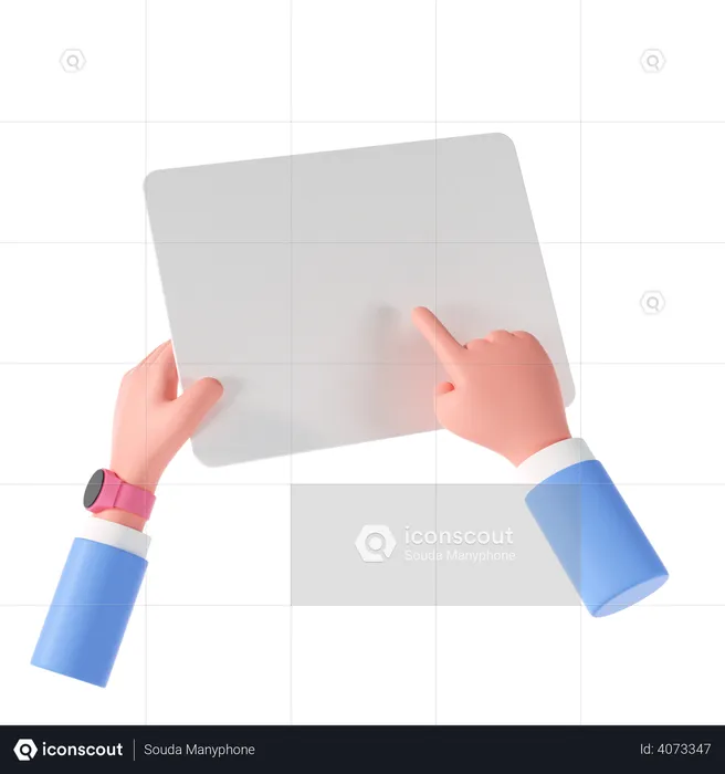 Tablet touch hand gesture  3D Illustration
