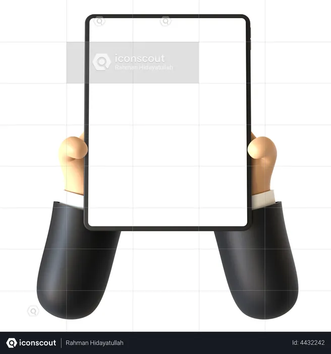 Tablet Touch Hand Gesture  3D Illustration