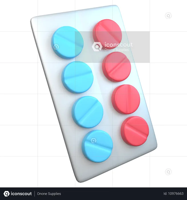 Tablets In Strip  3D Icon