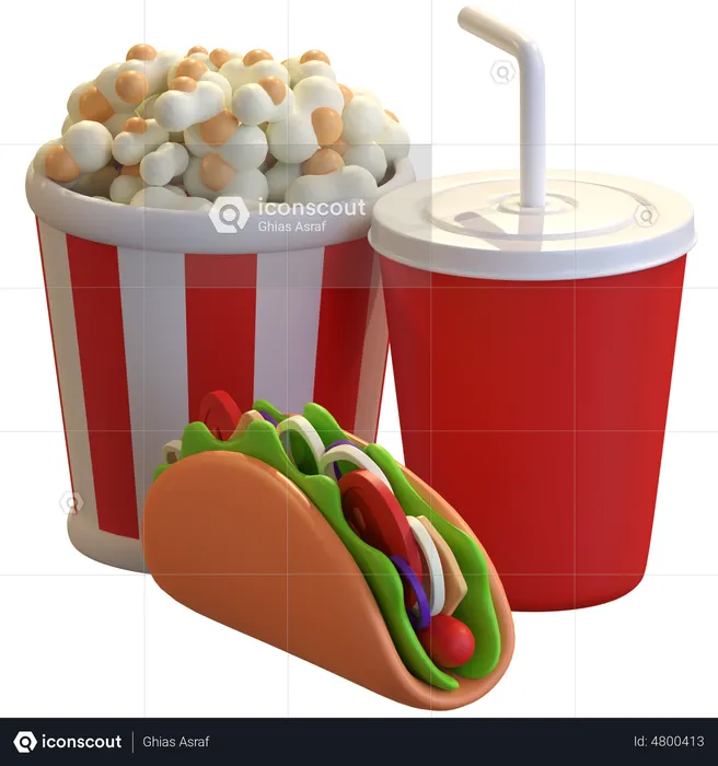 Tacos And Soda Drink  3D Illustration