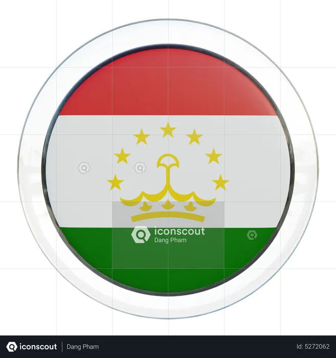 Drapeau rond du Tadjikistan Flag 3D Icon