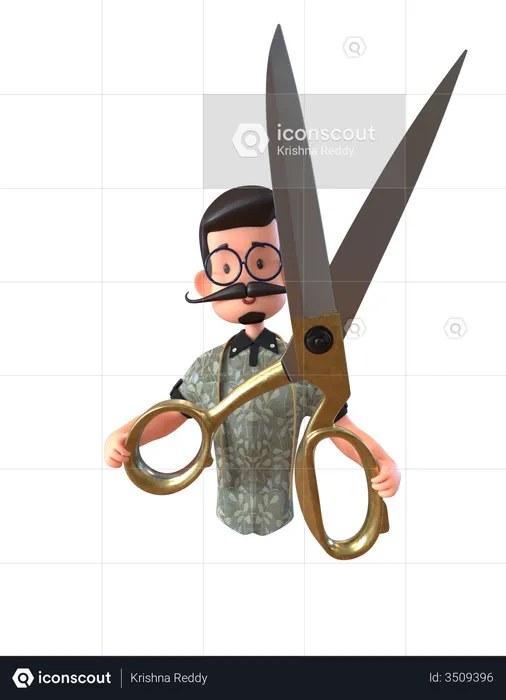 Tailor With Scissor  3D Illustration