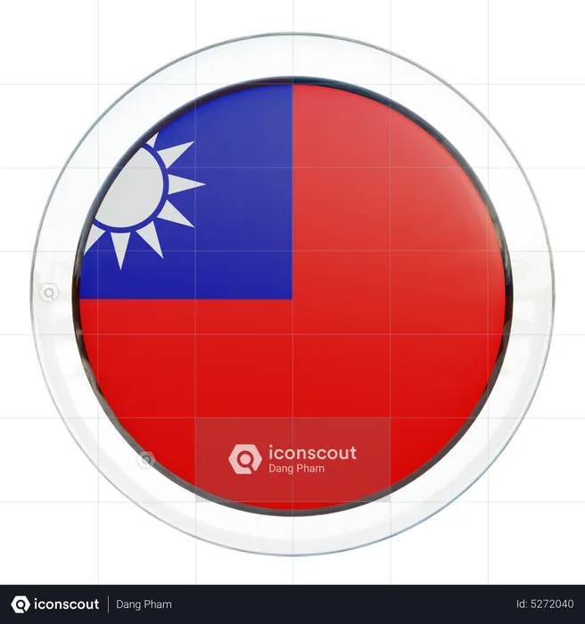 Taiwan Republic of China Round Flag Flag 3D Icon