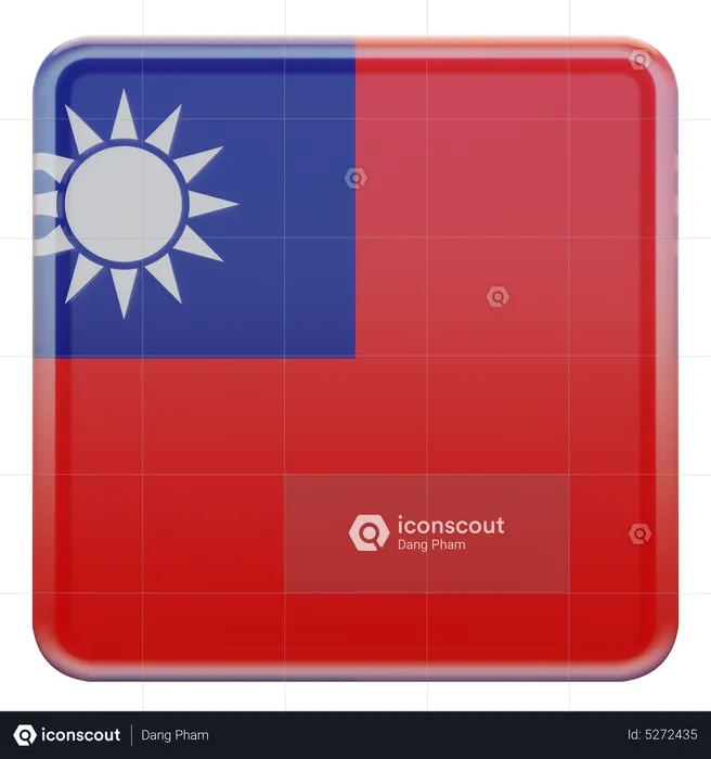 Taiwan Republic of China Square Flag Flag 3D Icon