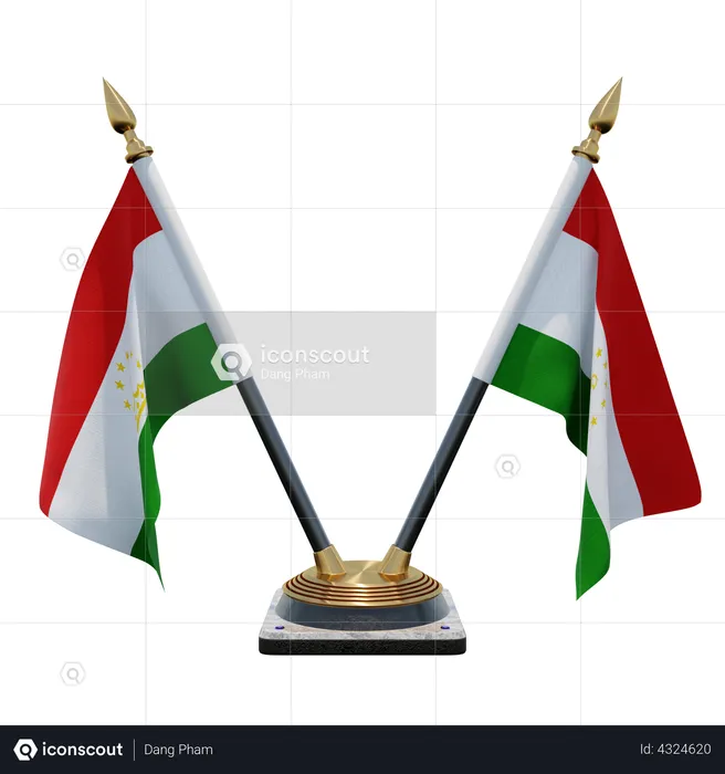 Tajikistan Double Desk Flag Stand Flag 3D Flag