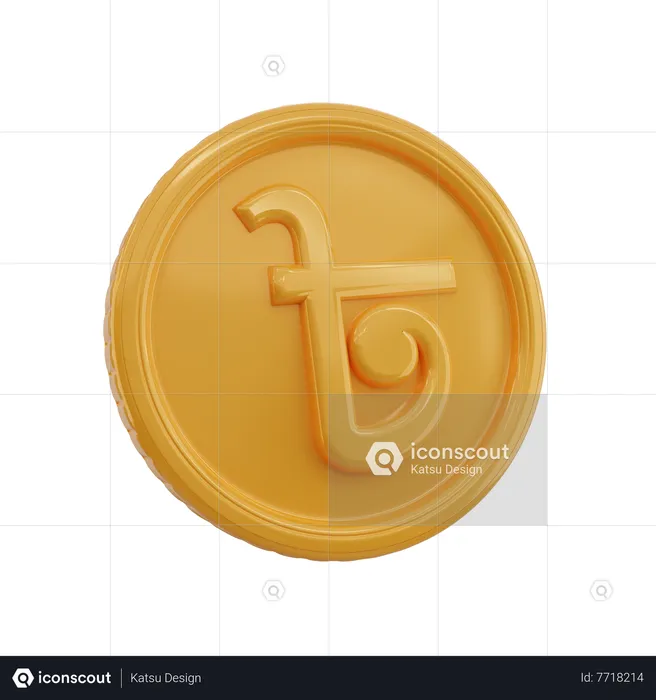 Pièce de monnaie symbole taka  3D Icon