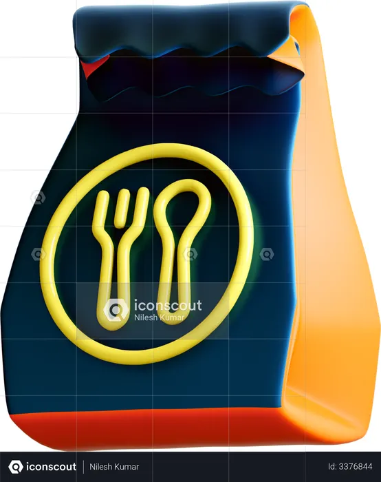 Takeaway paper bag  3D Icon