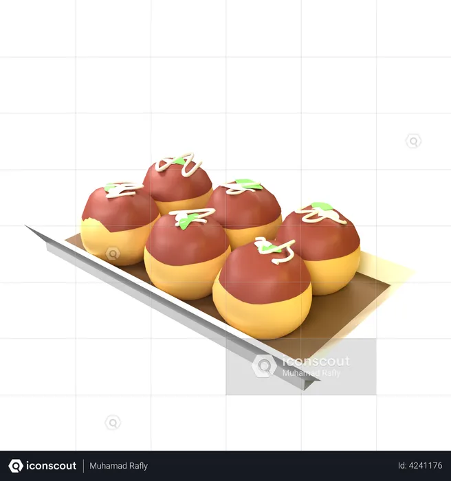 Takoyaki  3D Illustration
