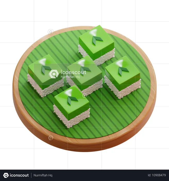 Gâteau de riz gluant indonésien pandan au riz gluant  3D Icon