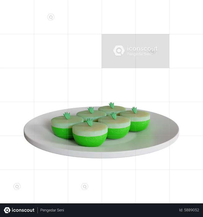 Talam-Kuchen auf einem Teller  3D Icon