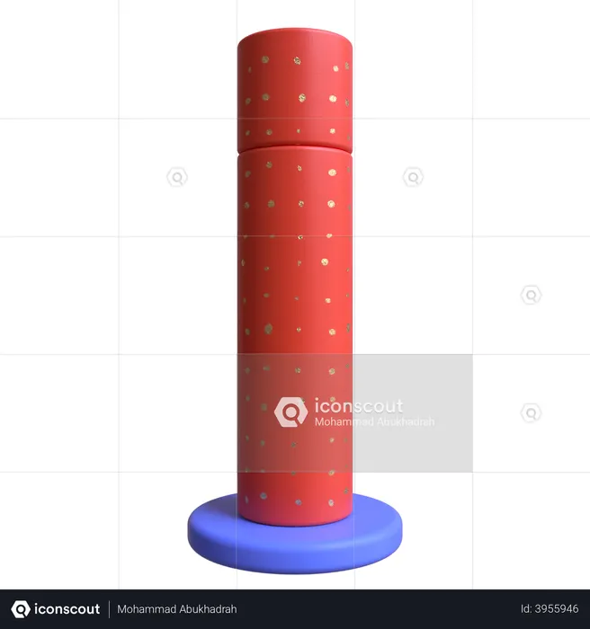 Tall Cylinder On Platform  3D Icon