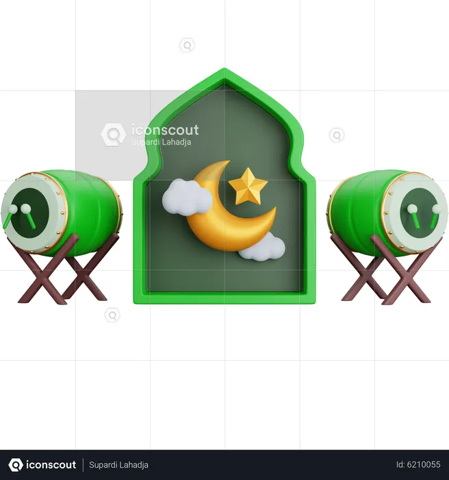 Tambour islamique avec plusieurs podiums  3D Icon