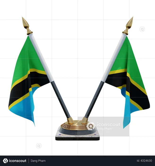 Tanzania Double Desk Flag Stand Flag 3D Flag