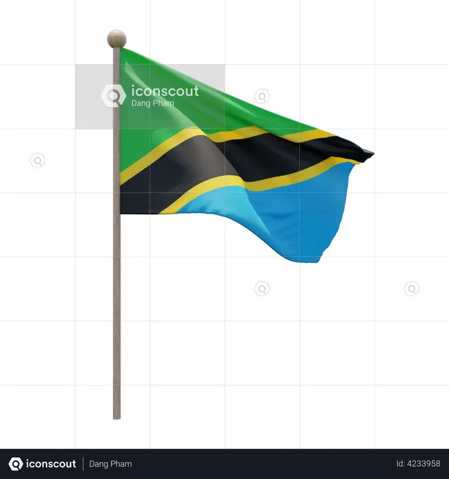 Tanzania Flag Pole  3D Illustration